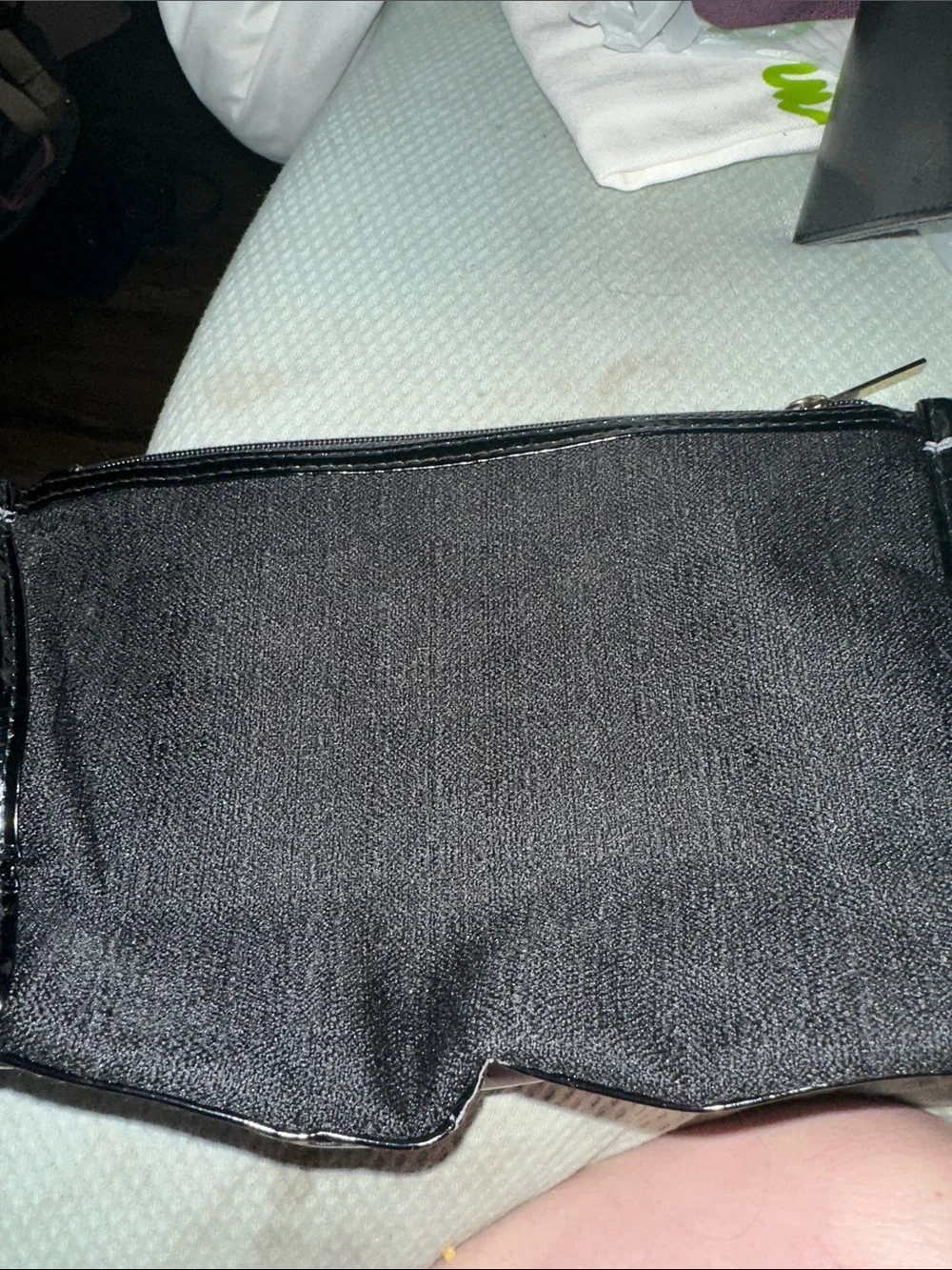 Lancome Black Cosmetic Bag gold accents medium size great condition